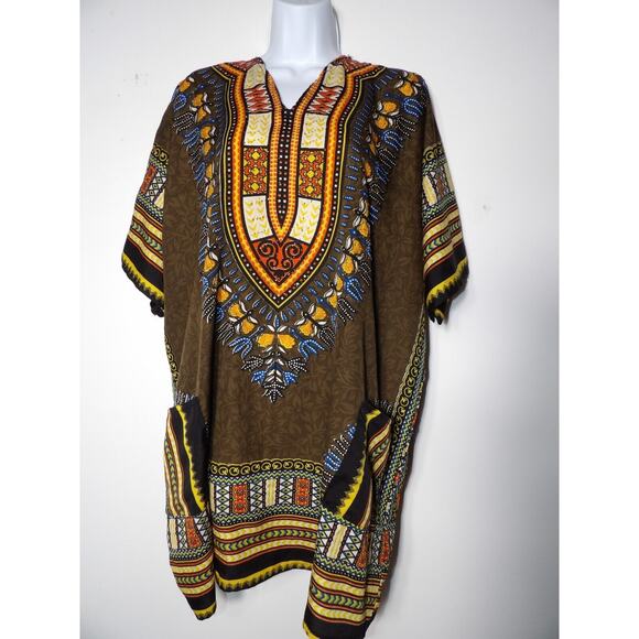 True Rock Free Size Tunic Top Shirt Caftan Boho Tribal Glittery Floral Silky - Picture 2 of 12